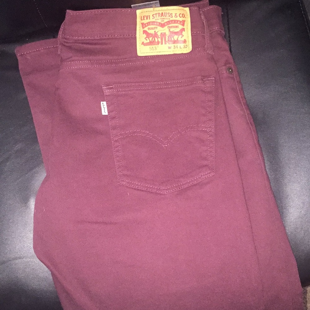 Men’s Levi  513 Burgundy Jeans